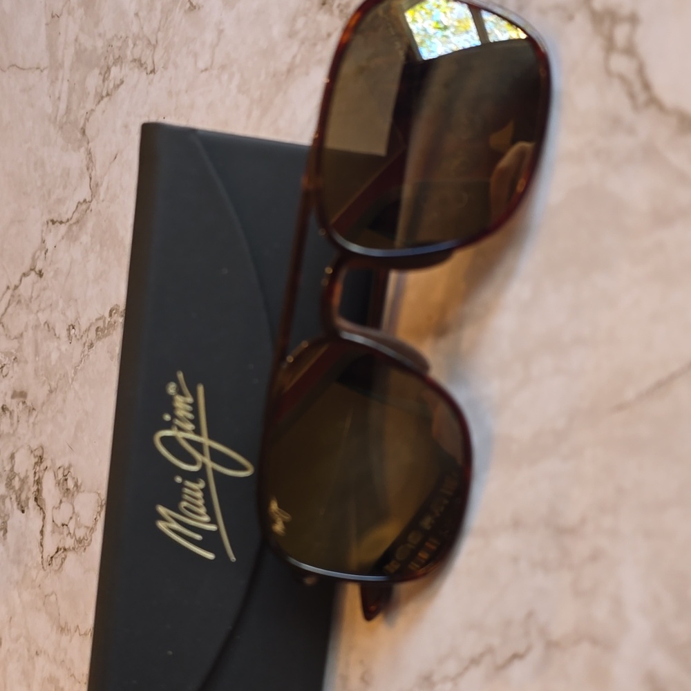 NWOT - Maui Jim Keokea Tortoise polarized aviator sunglasses with travel case - Picture 3 of 6